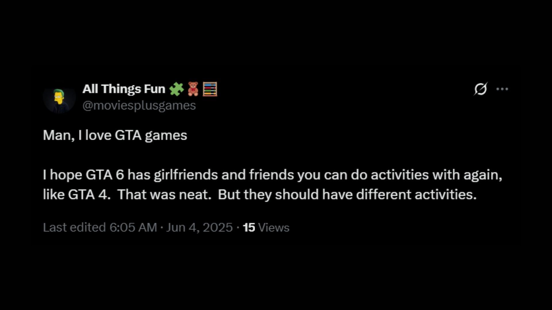 Rockstar should bring back dating in GTA 6 (Image via X)